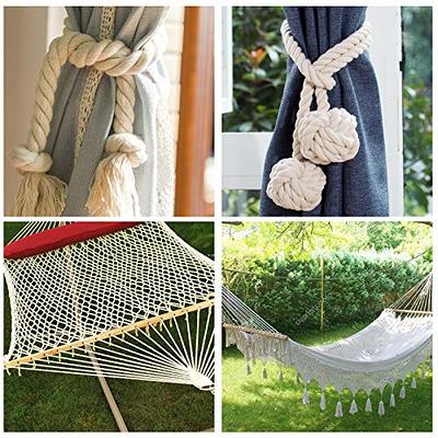 Hdviai Macrame Cord - Natural Unbleached Macrame Rope - 4 Strand Twisted Cotton Rope for Wall Hanging,DIY Craft Making,Plant Hangers,Knotting