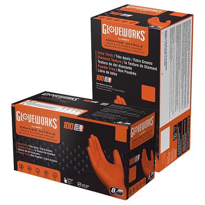 Gloveworks HD Orange Nitrile Industrial Latex Free Disposable Gloves (Box  of 100)