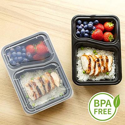 Igluu Meal Prep Containers [10 Pack] 2 Compartment with Airtight Lids -  Plastic Food Storage Bento Box - BPA Free - Reusable