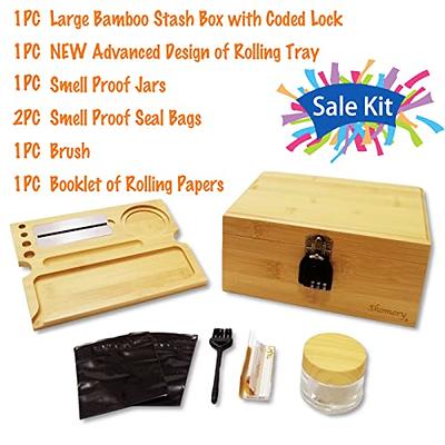 GREEN CROSS Rolling Tray Stash Box Lock Box With Key Wooden Box