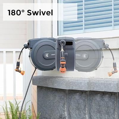 Giraffe Tools AW30 Garden Hose Reel Retractable 1/2 x 100 ft Wall Mounted Water  Hose Reel Automatic Rewind, Any Length Lock, 100ft, Dark Grey - Yahoo  Shopping