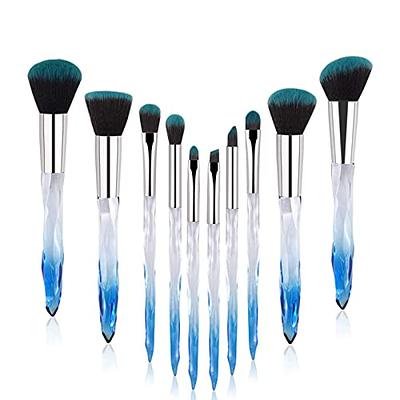 Yuwaku Makeup Brushes - 10pcs Premium Synthetic Foundation Blending Blush  Powder Eyeshadow Brush Set Blue Transparent Crystal Handle Cute Make Up  Tools - Yahoo Shopping