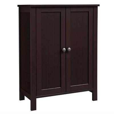 Bunpeony 14.5 in. W x 14.5 in. D x 63 in. H Black Freestanding Bathroom Storage Linen Cabinet