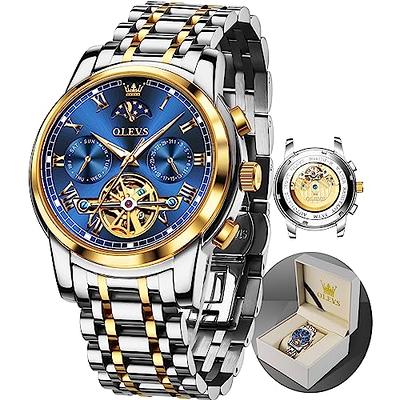 Black Watch for Men Large Face Stainless Steel Diamond Watches with Date  Gold Roman Number Fashion Men's Chronograph Watches Waterproof Luminous  Easy Read Mens Multi-Function Quartz Watch for Men - Yahoo Shopping