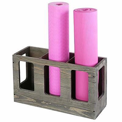 MyGift Wall Mounted Vintage Gray Solid Wood Yoga Mat Holder