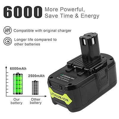 6.0ah High Capacity P108 Battery Replacement For Ryobi 18v Lithium