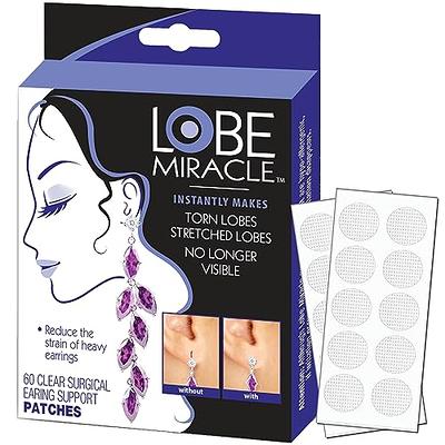 Lobe Wonder - The ORIGINAL Ear Lobe Support Patch for Pierced Ears -  Eliminates the Look of Torn or Stretched Piercings - Protects Healthy Ear  Lobes