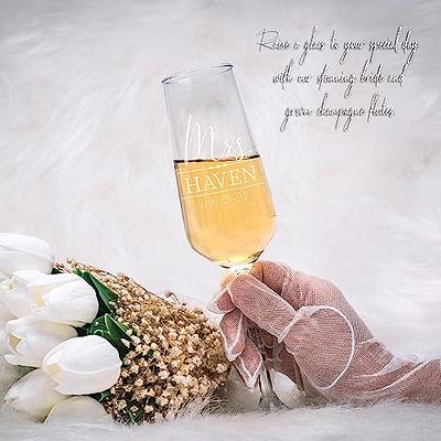 Personalized 9 oz. Stemless Champagne Glass - Wedding