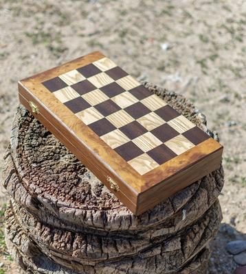 Olive Wood Chess Set With Rough Edges Handmade Wooden Chess 