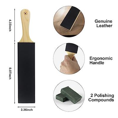 Hutsuls Double Sided Strop Paddle - Knife Strop Kit, Easy to Use Quality Leather Strop Sharpener with Ergonomic Handle & Leather Honing Strop Guide
