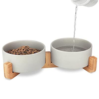 Aivituvin Elevated cat Bowls, 15°Tilted Raised Cat Food Bowl, Walnut Wood  Water Stand Feeder Set for Cats and Puppy, Cat Bowl Stand with Anti Slip