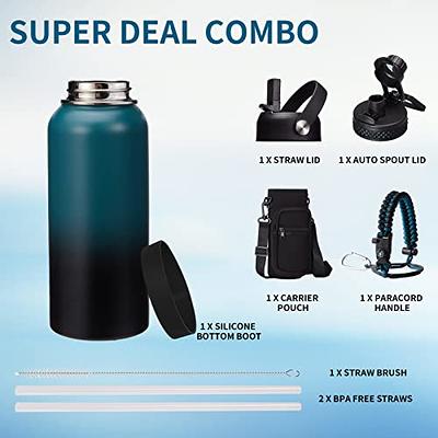 Insulated Water Bottle With Straw Lid & Spout Lid, - 32 oz - Vacuum  Insulated - Stainless Steel Reusable Water Bottle 