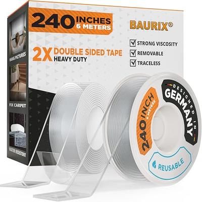 BAURIX® Nano Tape, Strong Double Sided Tape Heavy Duty, Clear Double Sided  Mounting Tape, Reusable