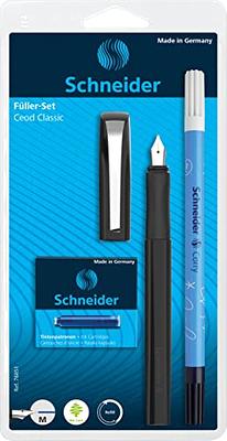 Schneider Ceod Classic Fountain Pen M (Medium), Iridium Tip, Black Barrel,  Eraser Pen, Pack of 6 Royal Blue Erasable Ink Cartridges (76851) - Yahoo  Shopping