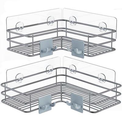 Cubilan Wall Mount Adhesive Stainless Steel Corner Shower Caddy Shelf  Basket Rack with Hooks in Silver (2-Pack) HD-WW7 - The Home Depot