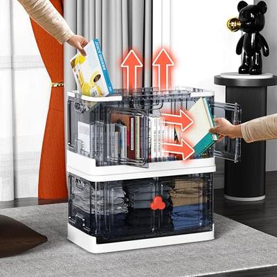 mDesign Plastic Stackable Bedroom Closet Storage Organizer with Drawer, Medium - 1 Pack - Clear