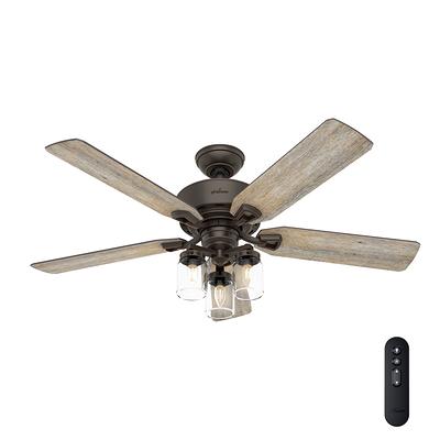 Hunter Builder Plus 52-in New Bronze Indoor Flush Mount Ceiling Fan with  Light (5-Blade)