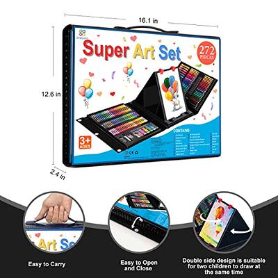 Art Supplies, 272 Pack Art Set Drawing Kit for Girls Boys Teens Artist, Deluxe Gift Art Box with Trifold Easel, Origami Paper, Coloring Book, Drawing