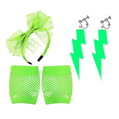 Shein 10pcs 80s Style Neon Clothing Accessories for Women, Includes Leg Warmers, Lightning Earrings, Necklaces, Fishnet Gloves, Decorative Sunglasses