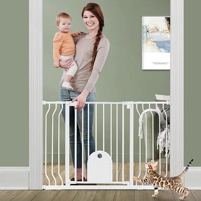 Babelio Adjustable Walk-Thru Baby Gate with Lockable Pet Door – 29-43  Wide, Auto-Close Feature, Easy Installation