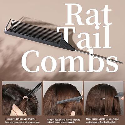 Parting Comb Braiding Comb Tool - Hair Pull Through Tool Set with 2 Pcs Rat  Tail Combs for Braiding Styling 2 Pcs Hair Pull Through Tool 1 Pcs Hair