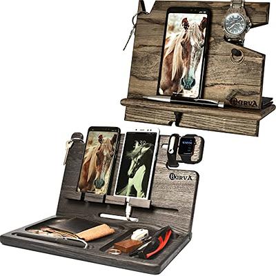 BarvA Wood Docking Station Nightstand Organizer 2 Phone Wallet