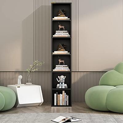 FOTOSOK 6-Tier Open Bookcase and Bookshelf, Freestanding Display Storage  Shelves Tall Bookcase for Bedroom, Living Room and Office, Black