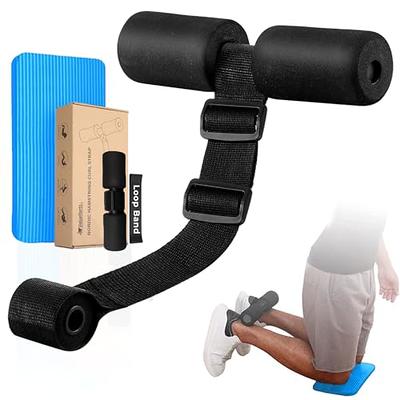 Nordic Hamstring Curl Strap with Fitness Knee Mat, Holds 420 Pounds for  Hamstring Curls, Sit Up Bar for Floor, Spanish Squats, Ab Workout, 5  Seconds