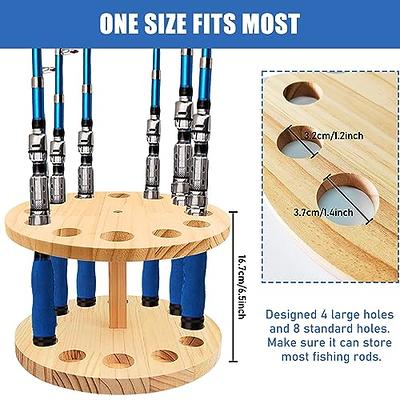 V12 Fishing Rod Holders for Garage, Vertical Wooden round Storage