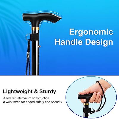 T Handle Folding Cane Anodised Black