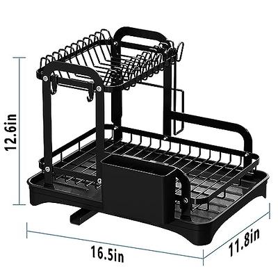 WUXIANJU Dish Drying Rack,Keep Your Kitchen Tidy and Organized,Space Saving Dish  Rack,Dish Racks for Kitchen Counter,Dish Drying Rack with Drainboard and  Swivel Spout (2 Tier, Black) - Yahoo Shopping