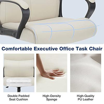 Homestock White High Back Executive Premium Faux Leather Office Chair with Back Support, Armrest and Lumbar Support