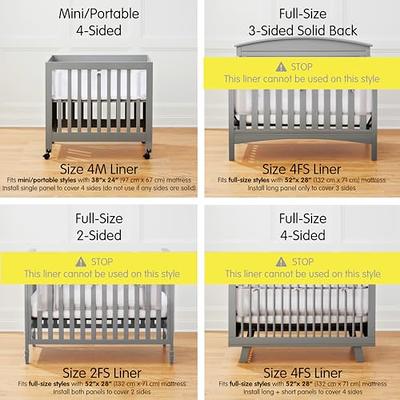 BreathableBaby Breathable Mesh Liner for Full-Size Cribs, Classic 3mm Mesh,  Gray (Size 2FS Covers 2 Sides)
