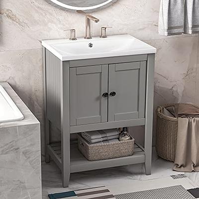 LUMISOL 21.6 Small Bathroom Vanity with Sink, Modern Bathroom Vanity Set  with Left Storage Cabinet, Solid Wood Bathroom Cabinet with Ceramic Vessel  Sink, No Back Panel - Yahoo Shopping