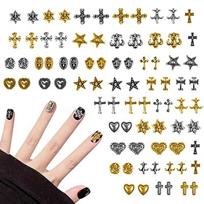  WOKOTO 100pcs 3D Gold Crucifix Nail Charms For Nail