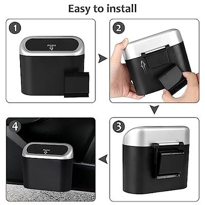 Car Trash Can with Lid,Leak Proof Mini Vehicle Trash Bin with 4