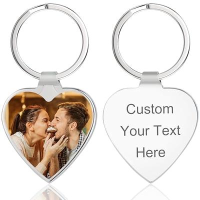 Hunjunt Custom Keychain with Picture Double Sided Engraved