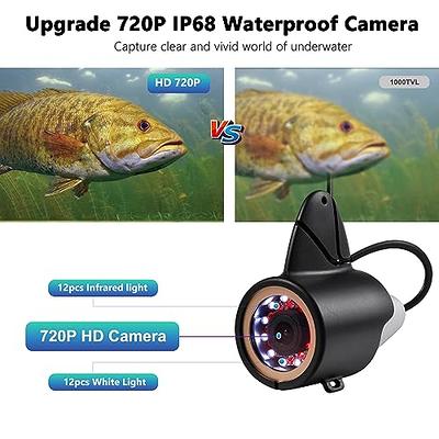 MOQCQGR 720P Underwater Fishing Camera w/DVR, 7'' Portable Ice Fishing  Camera Underwater with IPS Monitor, 12pcs IR&12pcs LED Light 45°/90°/180°  Fin, Fish Finder for Lake Boat Ice Fishing (15m/50ft) - Yahoo Shopping
