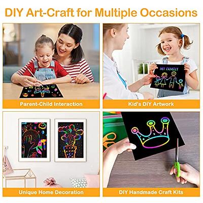 QXNEW Scratch Rainbow Art For Kids: Magic Scratch Off Paper Children Art  Crafts Set Kit Supplies Toys Black Scratch Sheets Notes Cards For Boys