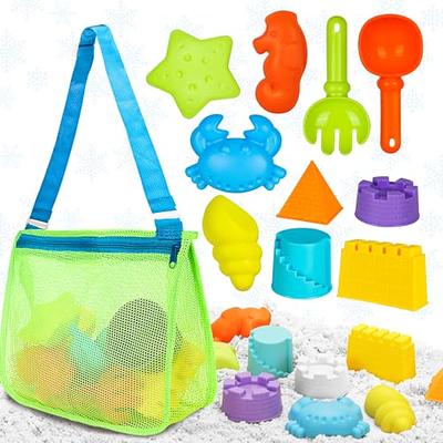 WEYOVGO Silicone Beach Toys Collapsible Beach Buckets Beach Toys for Kids,  Sand Bucket and Shovels Set with Mesh Bag Sand Molds, Silicone Beach Sand  Pails for Beach Travel (Blue) - Yahoo Shopping