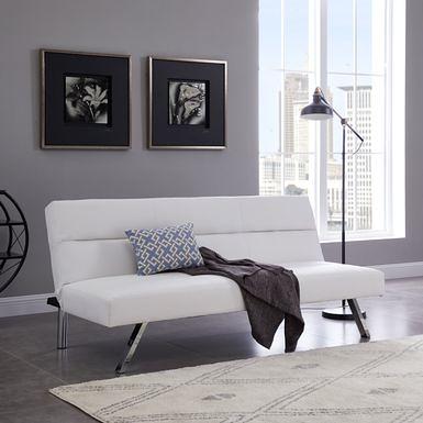 Zoe Futon Sofa Bed Faux Leather Futon Couch Modern Convertible Folding Sofa  Bed Couch with Chrome Legs, Reclining Mini Couch - White - Yahoo Shopping