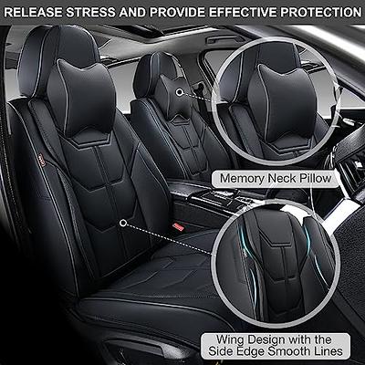 Coverado Front Seat Covers 2 Pieces Waterproof Nappa Leather Auto Seat Protectors Car Accessories Universal Fit for Most Sedans SUV Pick-Up Truck Blac