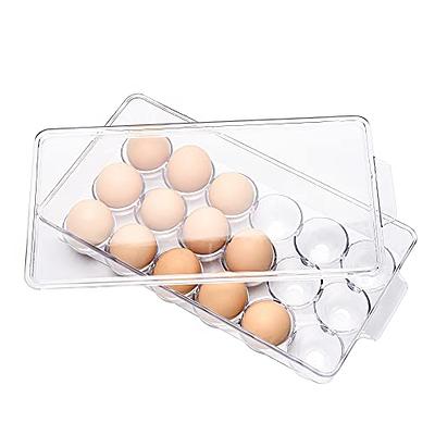 2 Pack Red Ceramic Half Dozen 6 Egg Tray Holder for Countertop, Refrigerator