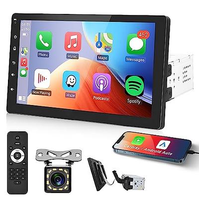 Double Din car Stereo with CD/DVD Player- CarPlay & Android Auto, Car Audio  with Bluetooth, 7 Inch HD Touchscreen, Rear Camera, USB/TF/AUX, Subwoofer