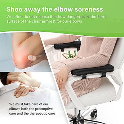 Thick Memory Foam Arm Pads for Office Chairs - Set of 2 Armrest Covers  Provide Elbow Cushioning and Relieve Pressure