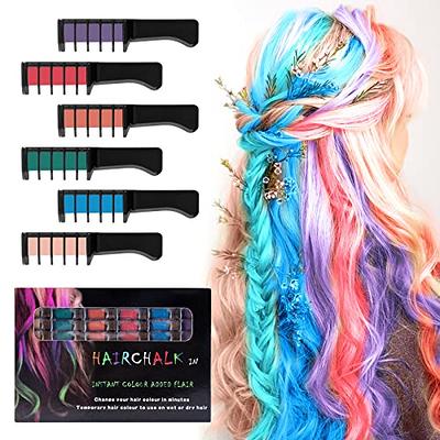 Maydear Temporary Hair Chalk Comb-Non Toxic Washable Hair Color Comb for  Hair Dye-Safe for Kids for Party Cosplay DIY (6 Colors)