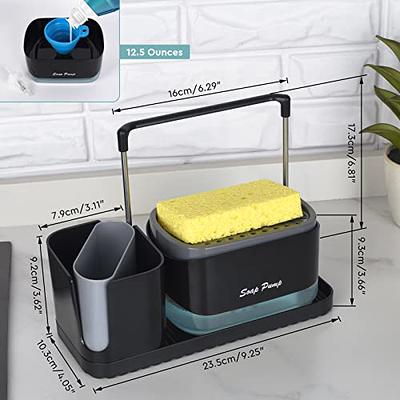 Kitchen Sink Caddy Organiser with Pump Liquid Soap Dispenser Sponge Brush  Holder