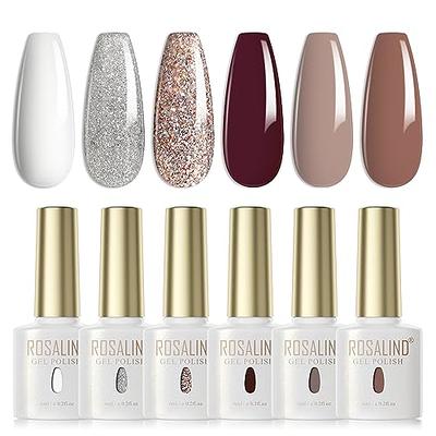 YOKEFELLOW Christmas Gel Nail Polish Set 6 Colors Winter Sparkle Dark  Glitter Silver Champagne Rose Gold New Year Gel Polish Kit - AliExpress