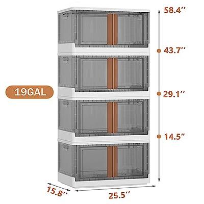 Storage Bins with Lids - Plastic Storage Bins 4 Packs Stackable Storage  Bins with Doors, 13Gal Per Folding Storage Box for Closet Organizers