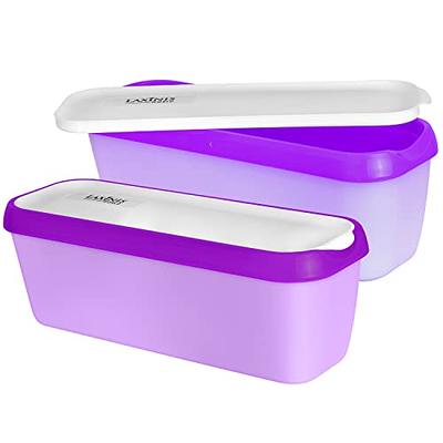 Tamnjvrr 1.5 Quart Reusable Ice Cream Tub, Ice Cream Containers for  Homemade Ice Cream with Non-Slip Silicone Lids Stackable Storage Containers  for